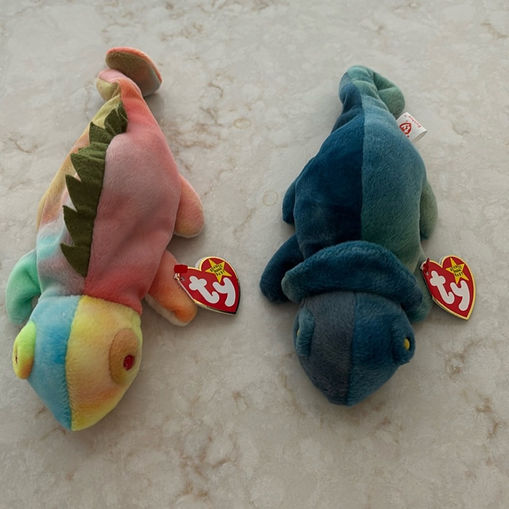 COPY - Bundle of 2 vintage, 1997, Ty beanie babies named Rainbow and Iggy